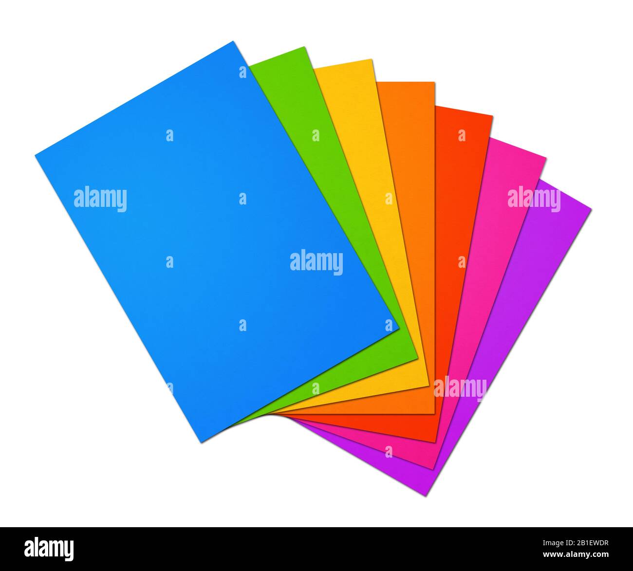 Colorful rainbow Blank A4 paper sheet range isolated on white background Stock Photo