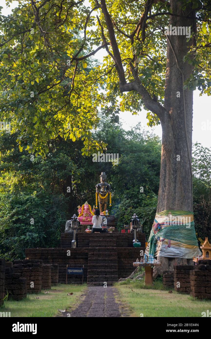 the siva shrine in the town of Kamphaeng Phet in the Kamphaeng Phet Province in North Thailand.   Thailand, Kamphaeng Phet, November, 2019 Stock Photo