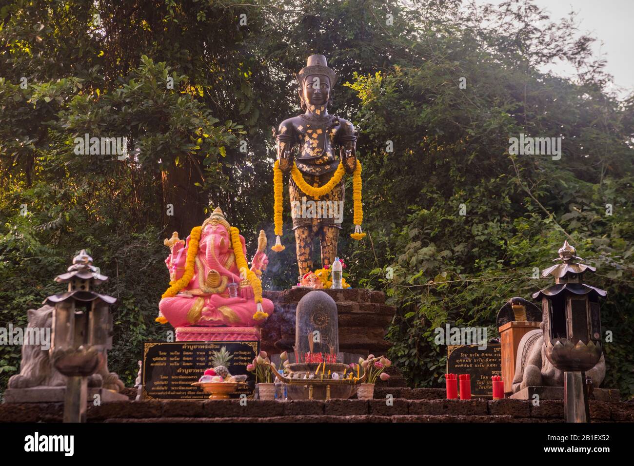 the siva shrine in the town of Kamphaeng Phet in the Kamphaeng Phet Province in North Thailand.   Thailand, Kamphaeng Phet, November, 2019 Stock Photo