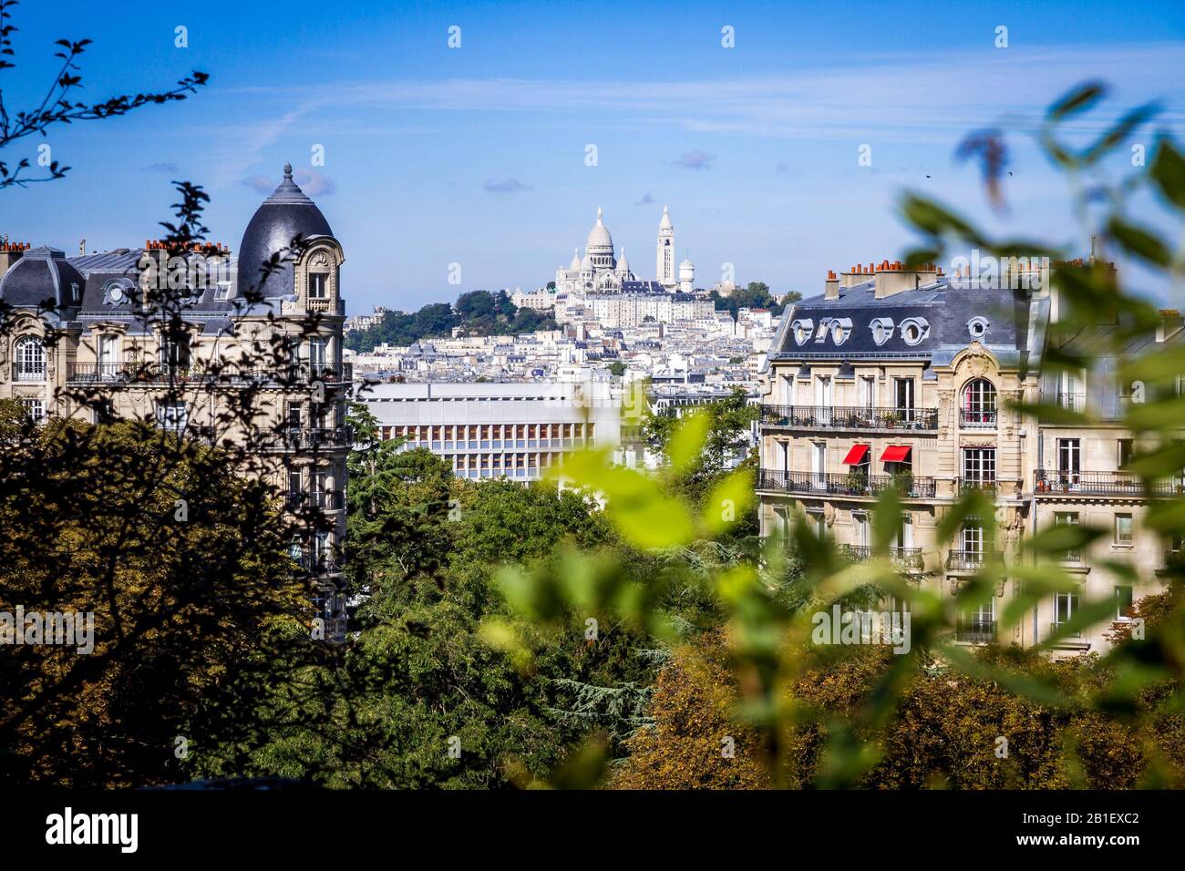 Paris city aerial view from the ButtesChaumont, Paris, France Stock