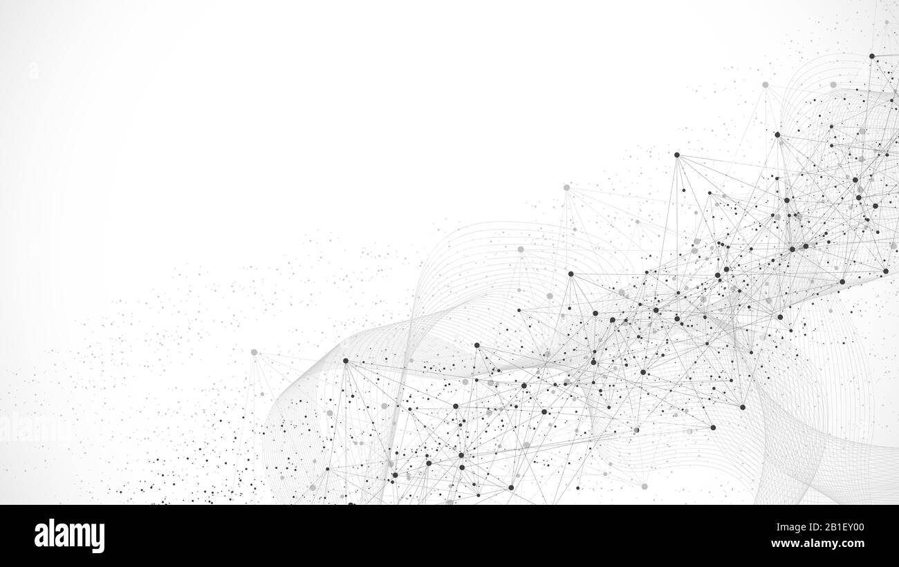 Abstract plexus background with connected lines and dots. Plexus geometric effect. Digital data visualization. Futuristic technology style low-poly Stock Vector