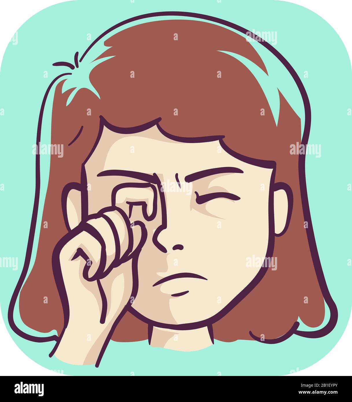 Illustration of a Girl Scratching Her Itchy Right Eye, Pink Eye Symptom Stock Photo Alamy