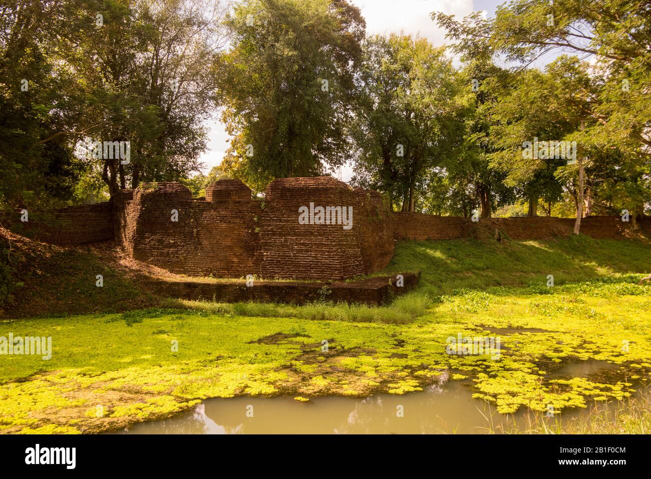 the channel of the city wall of the fortress in the town of Kamphaeng Phet in the Kamphaeng Phet Province in North Thailand.   Thailand, Kamphaeng Phe Stock Photo