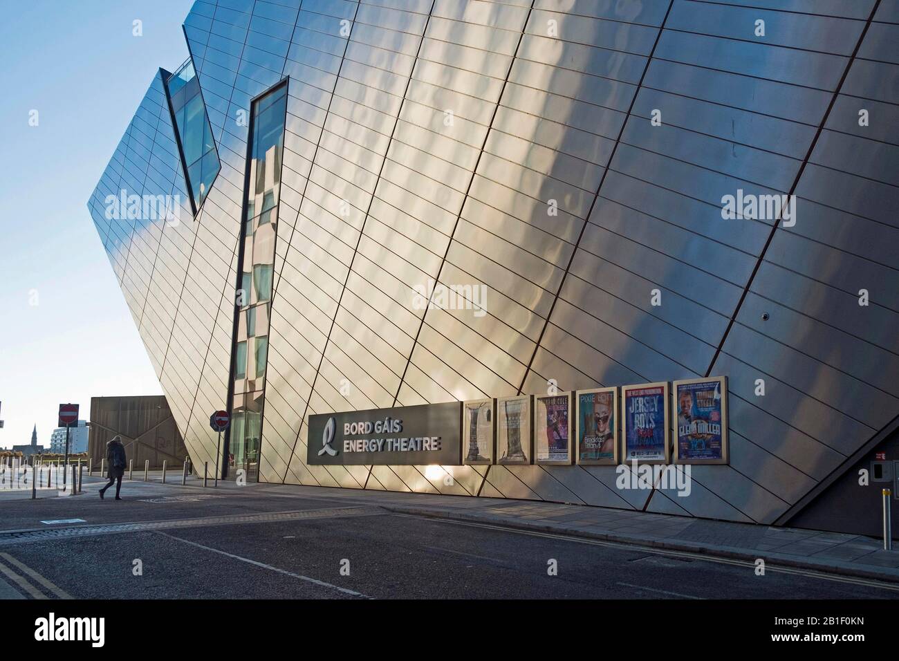 Ireland, Dublin, Docklands, Grand Canal Square, the Bord Gais Energy Theatre (Grand Canal Theatre) logo   Photo © Fabio Mazzarella/Sintesi/Alamy Stock Stock Photo