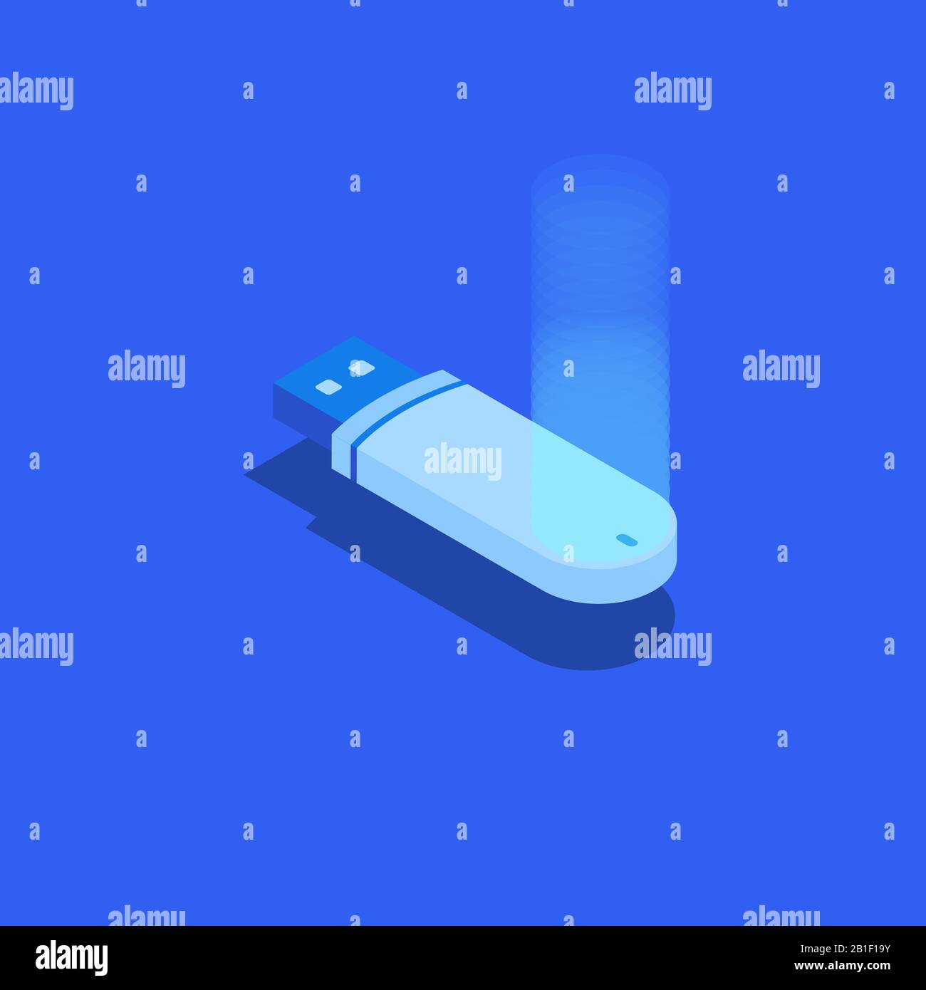 Isometric technology USB flash drive usb hardware device. Creative illustration design, idea for infographics. Stock Vector