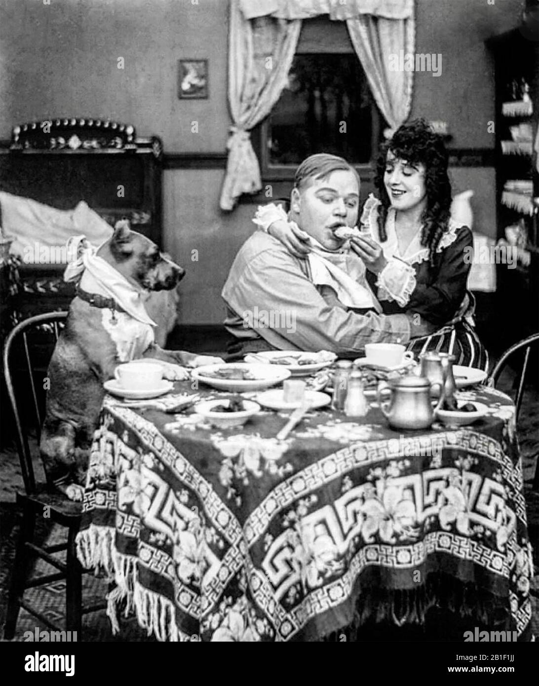 FATTY AND MABEL ADRIFT 1916 Keystone silent film with Fatty Arbuckle and Mabel Normand Stock Photo