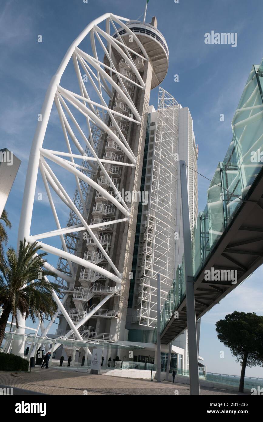 Basco Tower Vasco da Gama tower is Lisbon's tallest building Stock Photo - Alamy