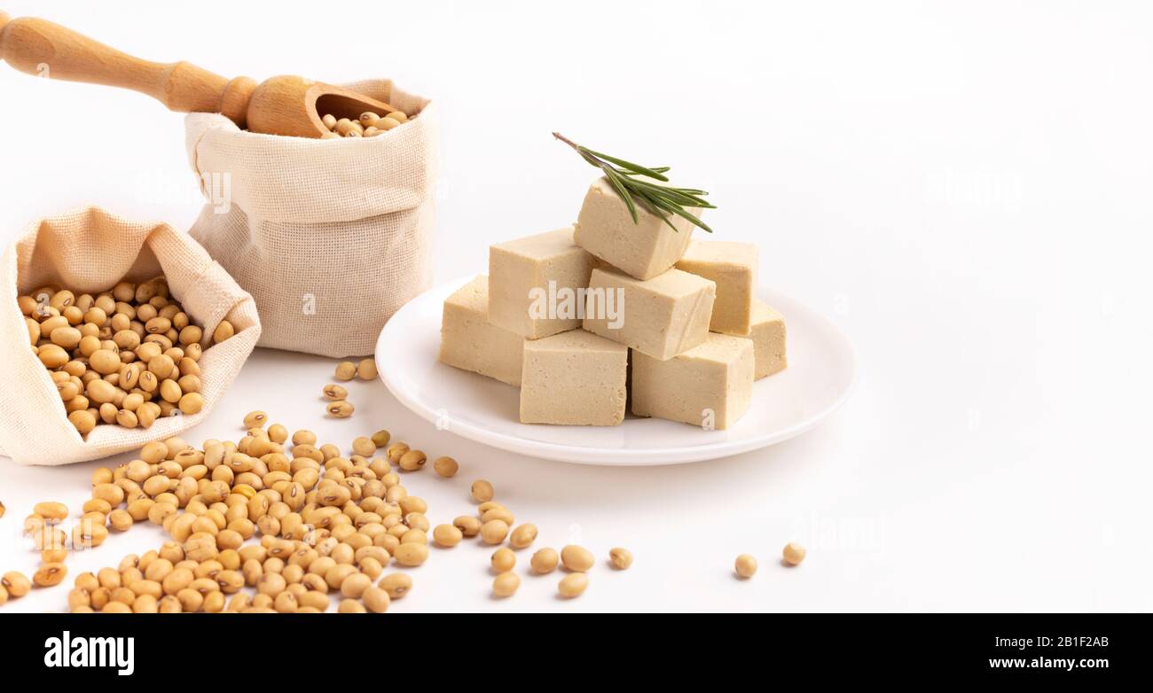 Tofu cheese is a healthy product from asian cuisine Stock Photo