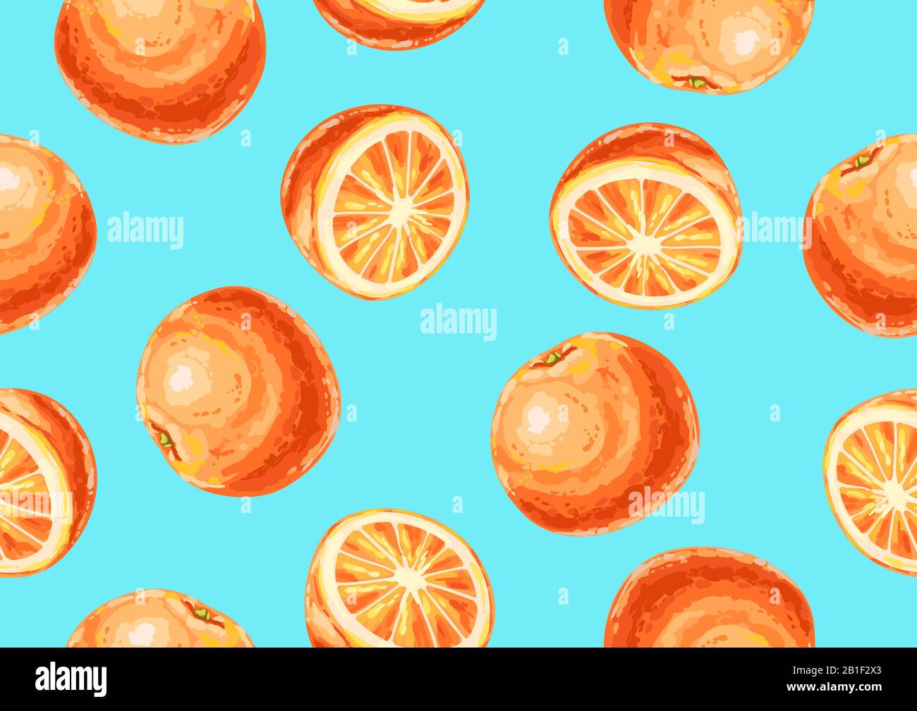 Seamless pattern with oranges and slices. Stock Vector
