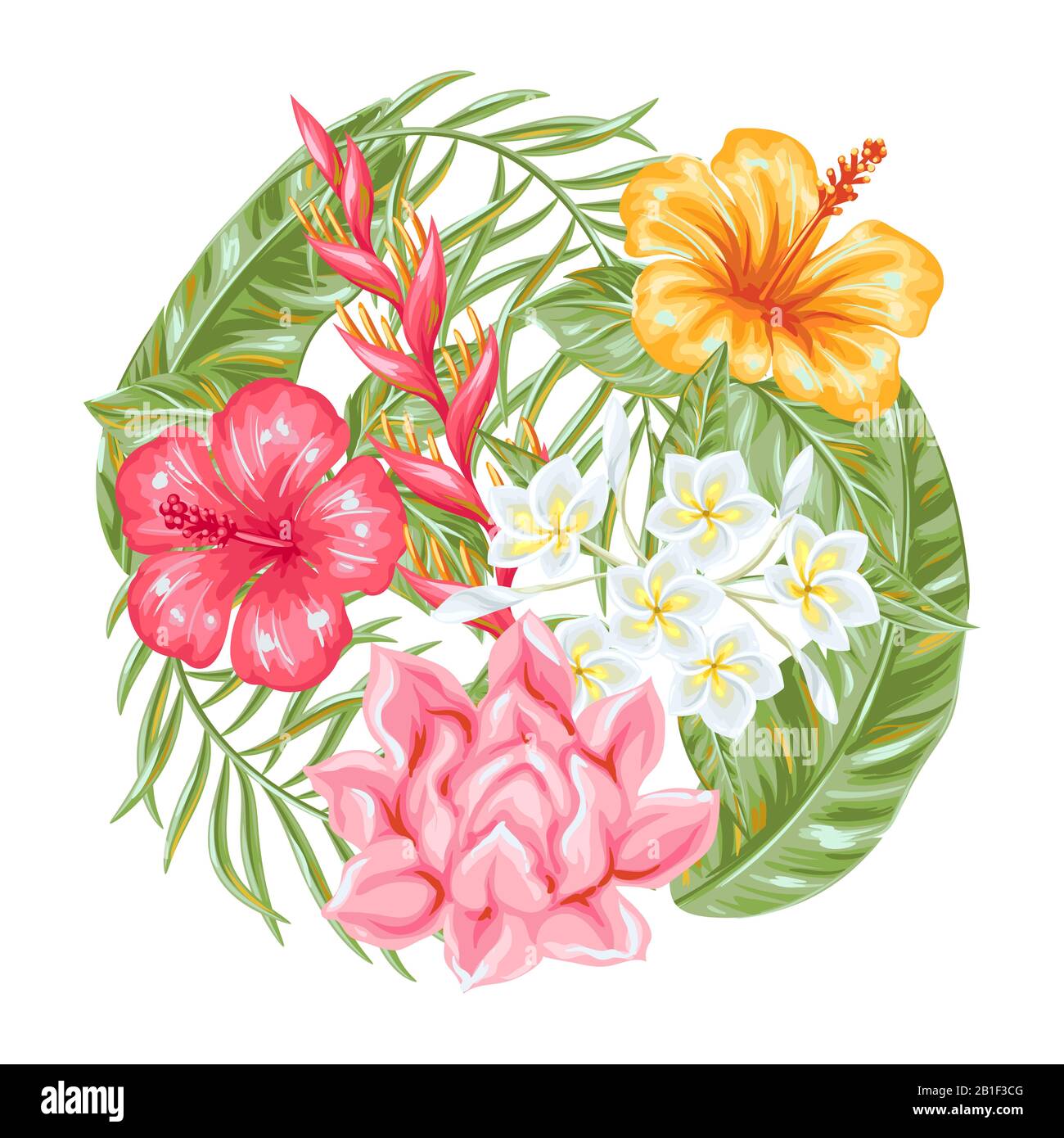 Background with tropical flowers and leaves Stock Vector Image & Art ...