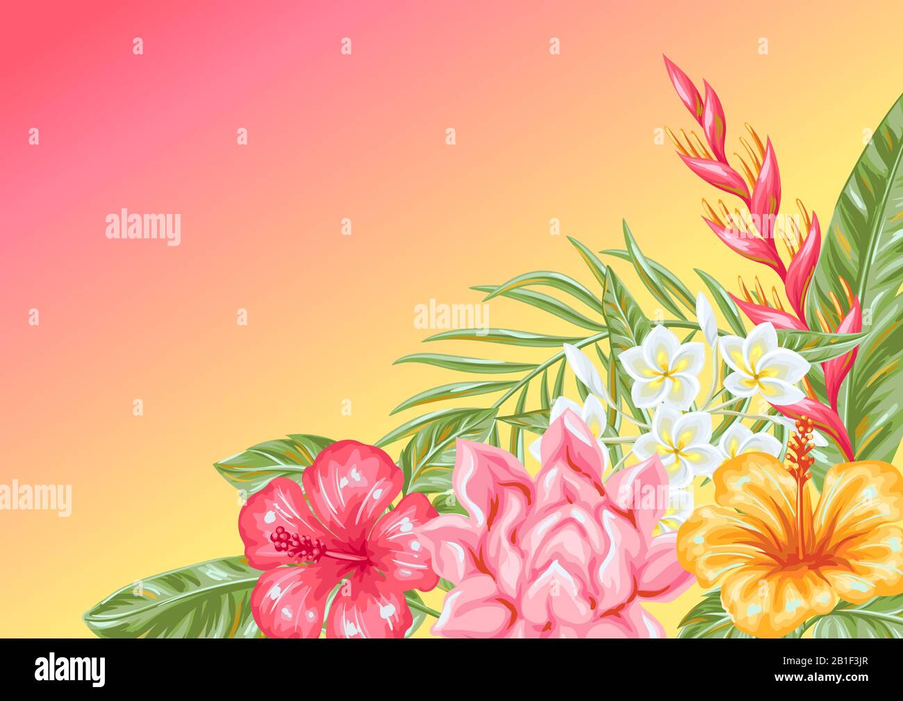Background with tropical flowers and leaves Stock Vector Image & Art ...