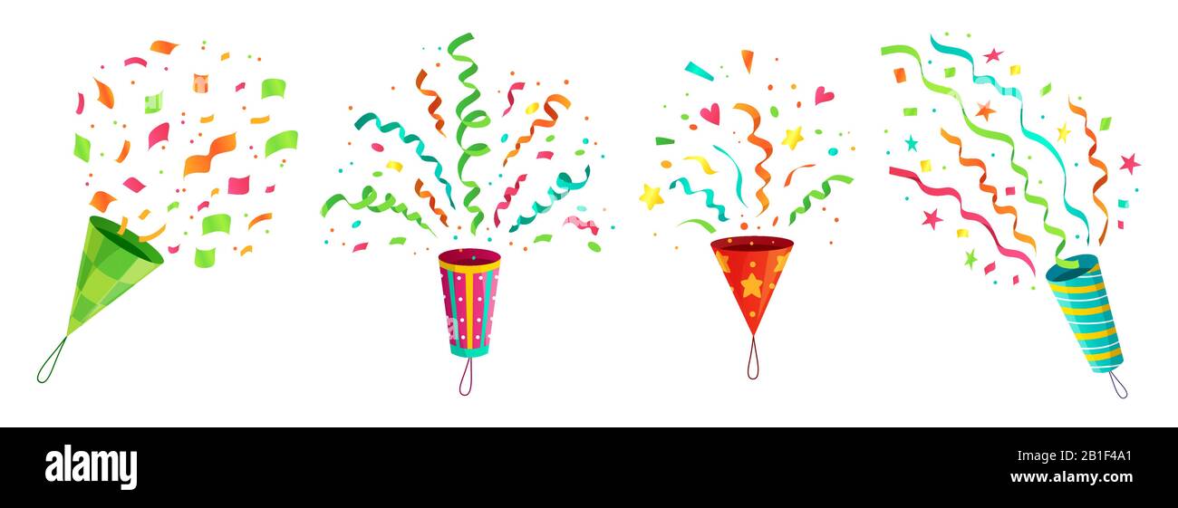 Party confetti popper. Exploding birthday celebration confetti poppers