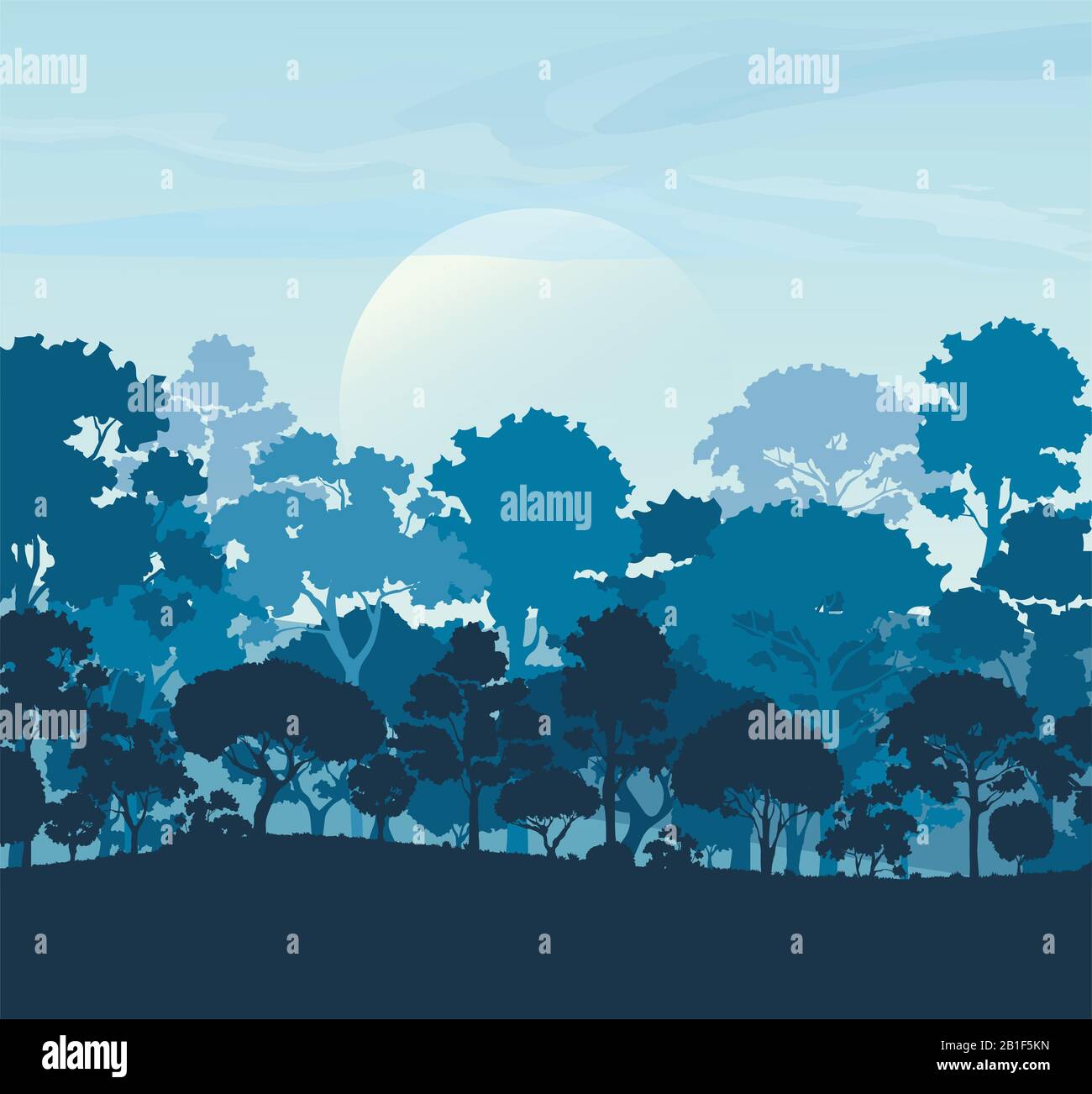 forest trees silhouettes , nature landscape background Stock Photo - Alamy