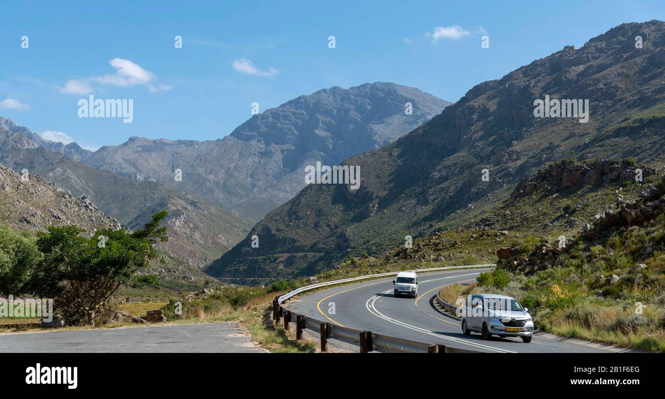 Michell's Pass, Ceres, Western Cape, South Africa. 2019. Michell's Pass, the R46 highway close to Ceres and Skurweberg mountains in the Western Cape, Stock Photo