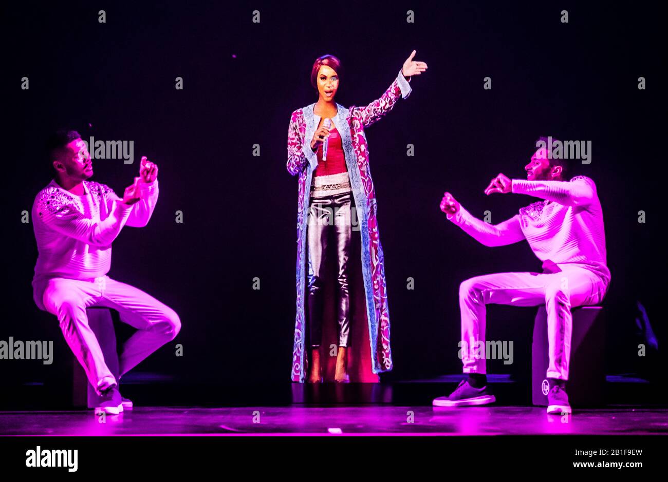 A dress rehearsal for the Whitney Houston hologram tour, which opens tonight at City Hall in Sheffield, before embarking on a international tour. Stock Photo