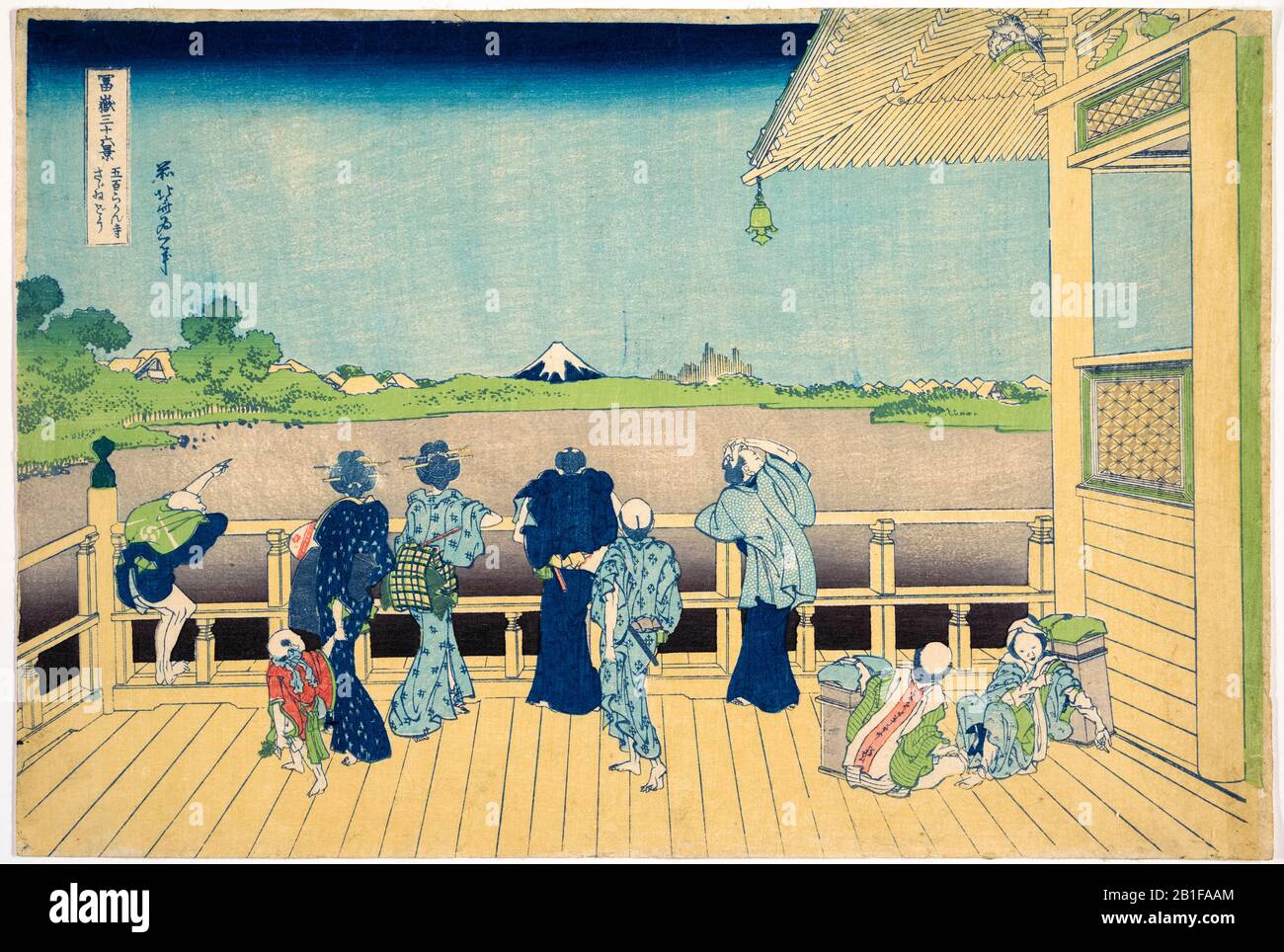 Katsushika Hokusai, Sazai Hall at the Temple of the Five Hundred Arhats, woodcut print, 1830-1832 Stock Photo