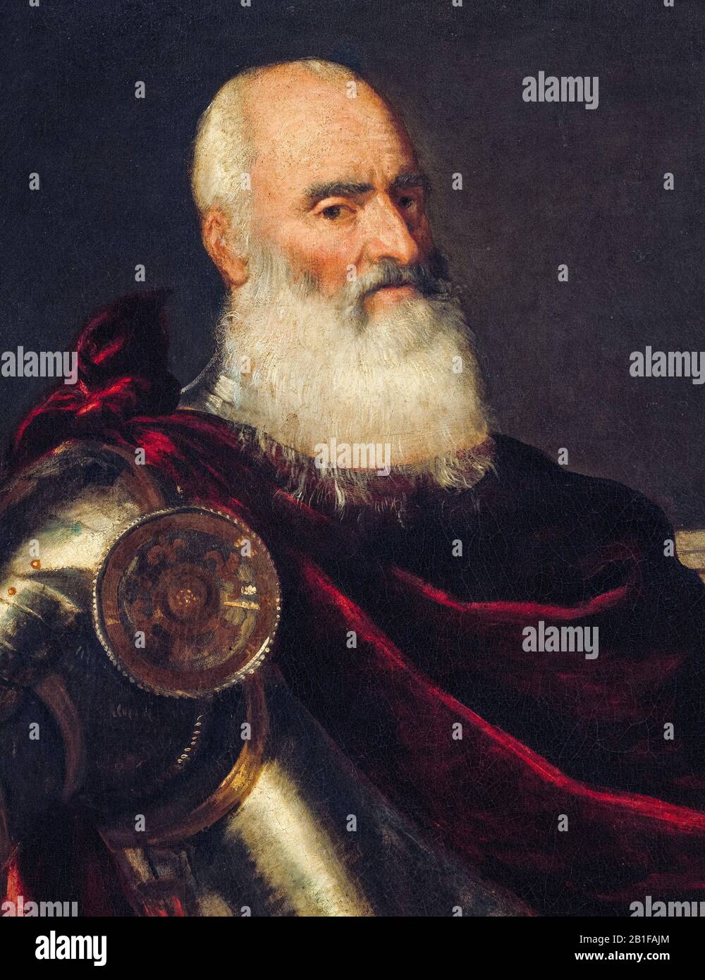 Vincenzo Cappello (1469-1541), Venetian Navy Admiral, full armour, portrait painting detail by Titian, circa 1540 Stock Photo