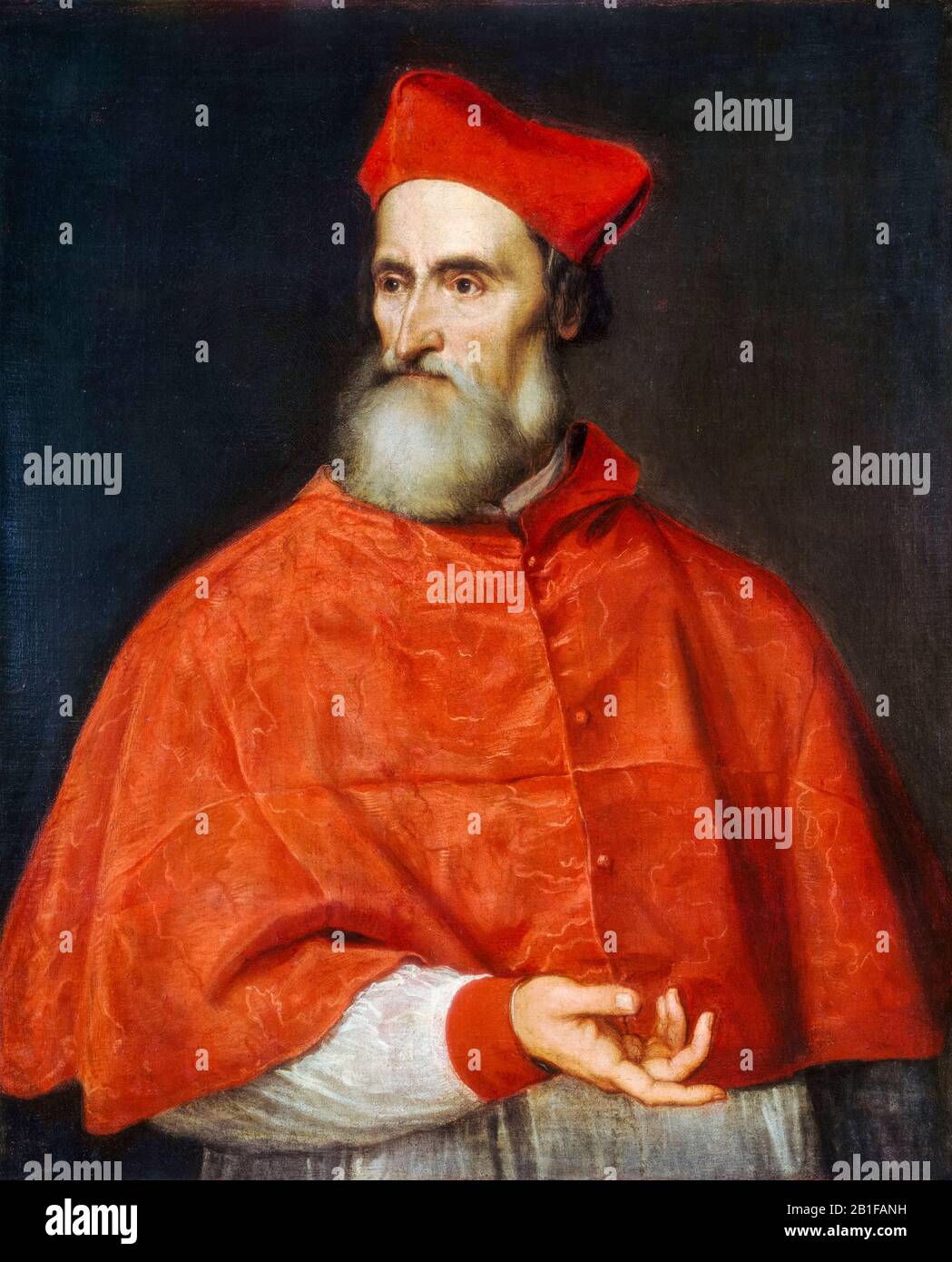 Cardinal Pietro Bembo (1470-1547), Italian Scholar, portrait painting in oil on canvas by Titian, Tiziano Vecellio, circa 1540 Stock Photo