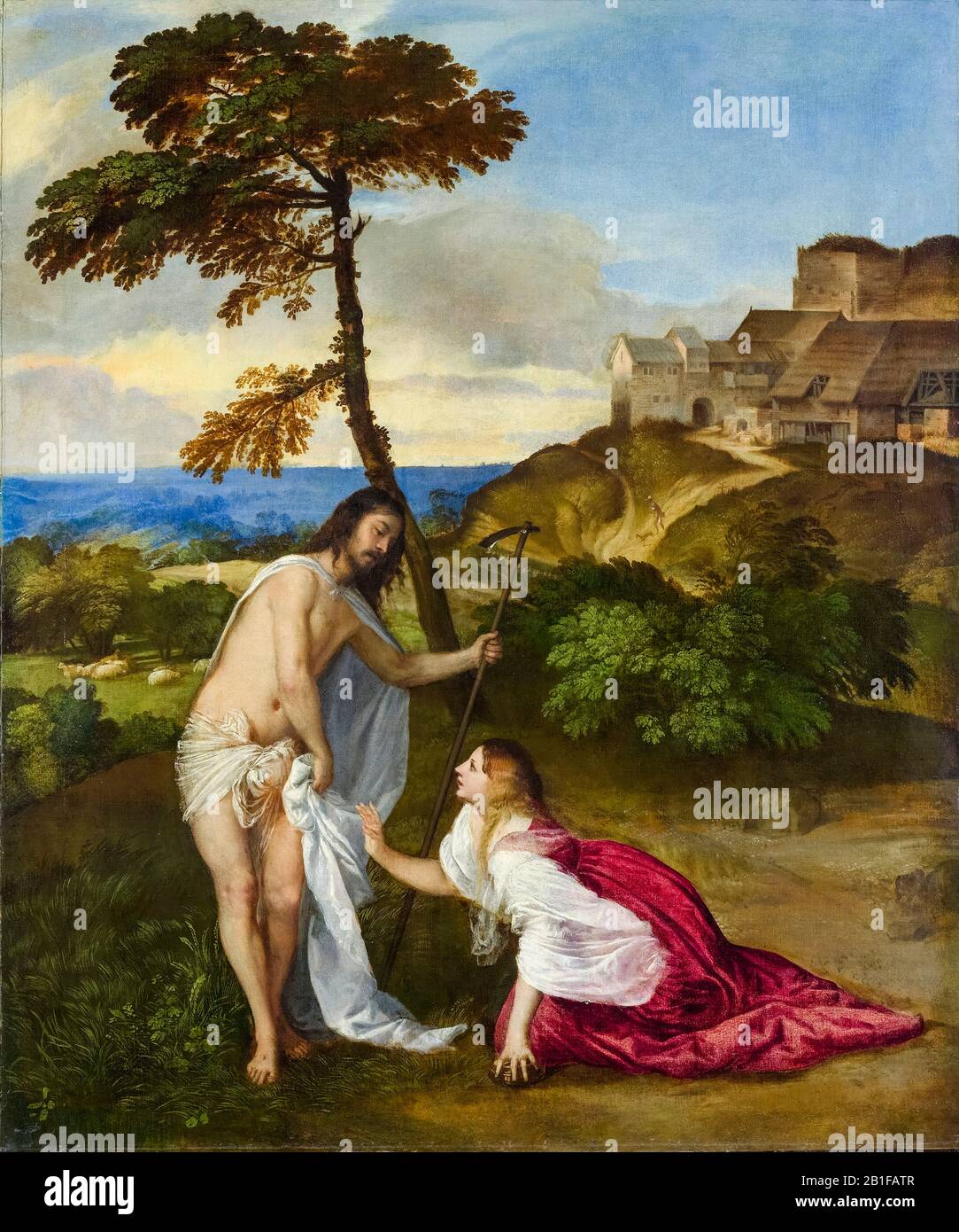 Titian, Noli me tangere (Mary Magdalene, Jesus Christ), painting, circa 1514 Stock Photo
