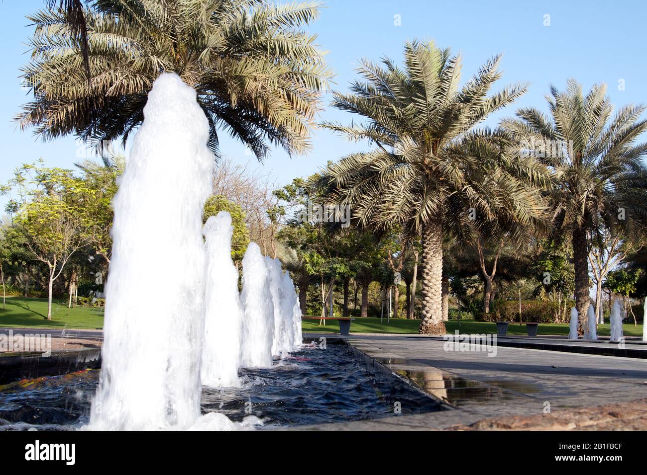 Dubai-Zabeel Park fountain jets 7 Stock Photo