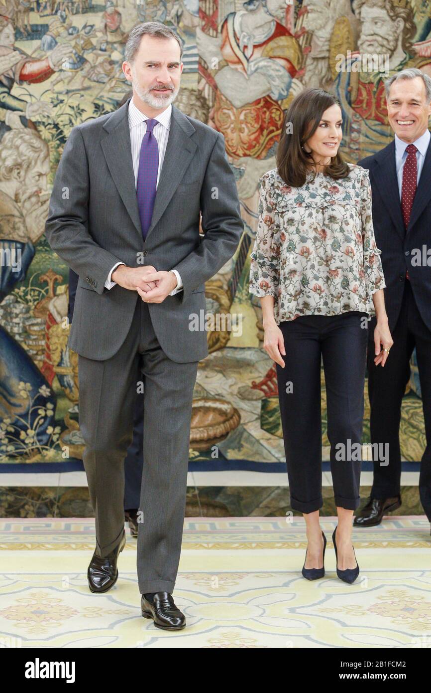Madrid, Spain. 25th Feb, 2020. ***NO SPAIN*** King Felipe and Queen Letizia attend Royal Audiences at Zarzuela Palace in Madrid, Spain on February 25, 2020. Credit: Jimmy Olsen/Media Punch/Alamy Live News Stock Photo