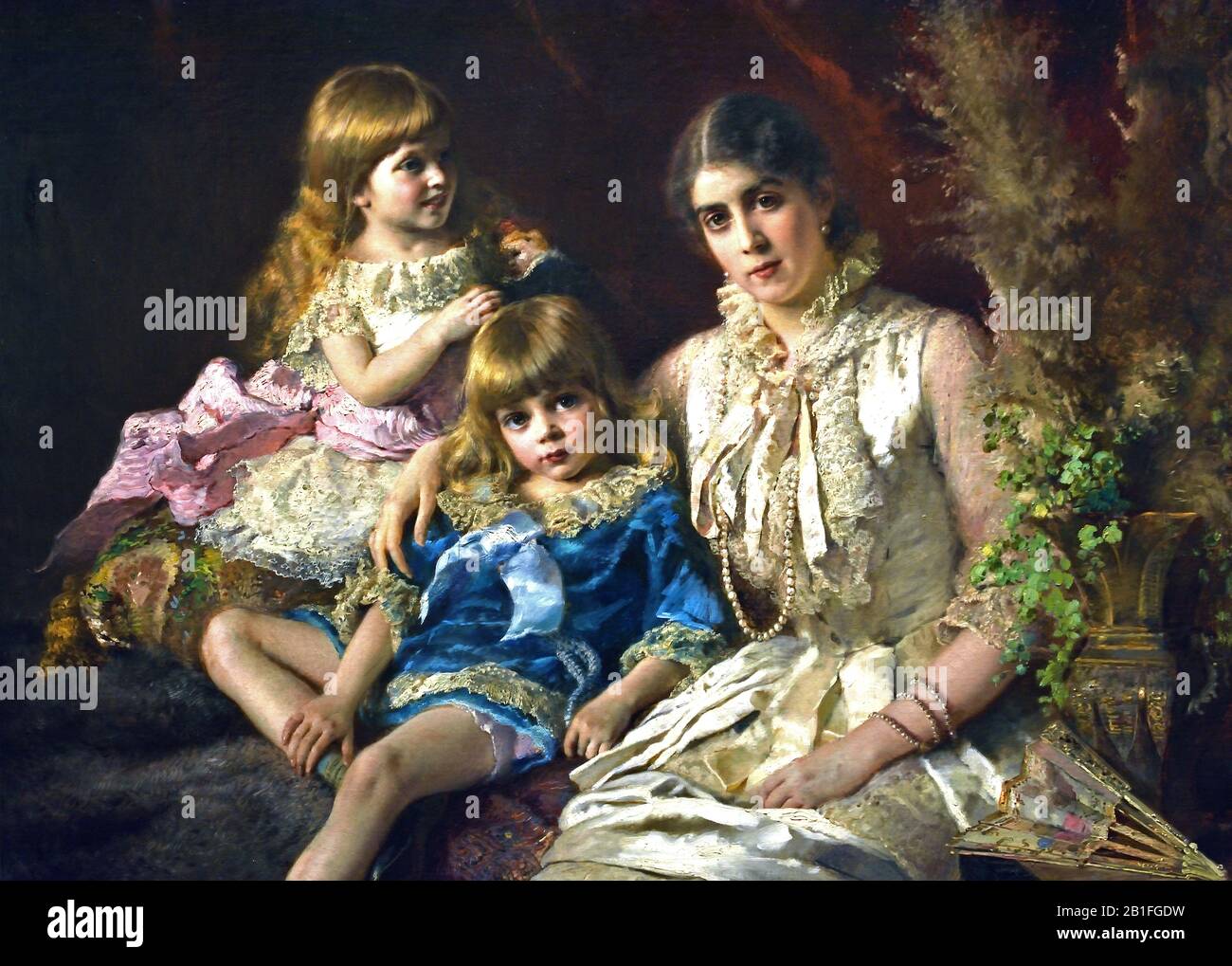 Family Portrait 1882 by Russian painter Konstantin Makovsky 1839-1915  Russia, Russian, Federation, Stock Photo