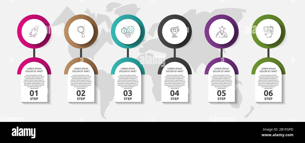 Vector template circle infographics. Business concept with 6 options ...