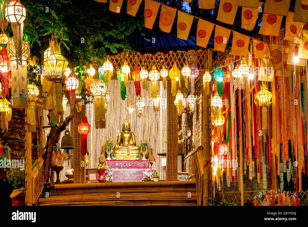 Buddha image in Wat Phan Tao, Chiang Mai, Thailand Stock Photo
