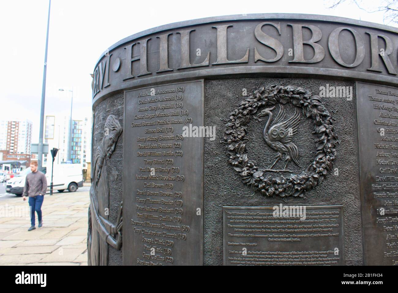 memorial to the 96 liverpool football fans killed at hillsborough
