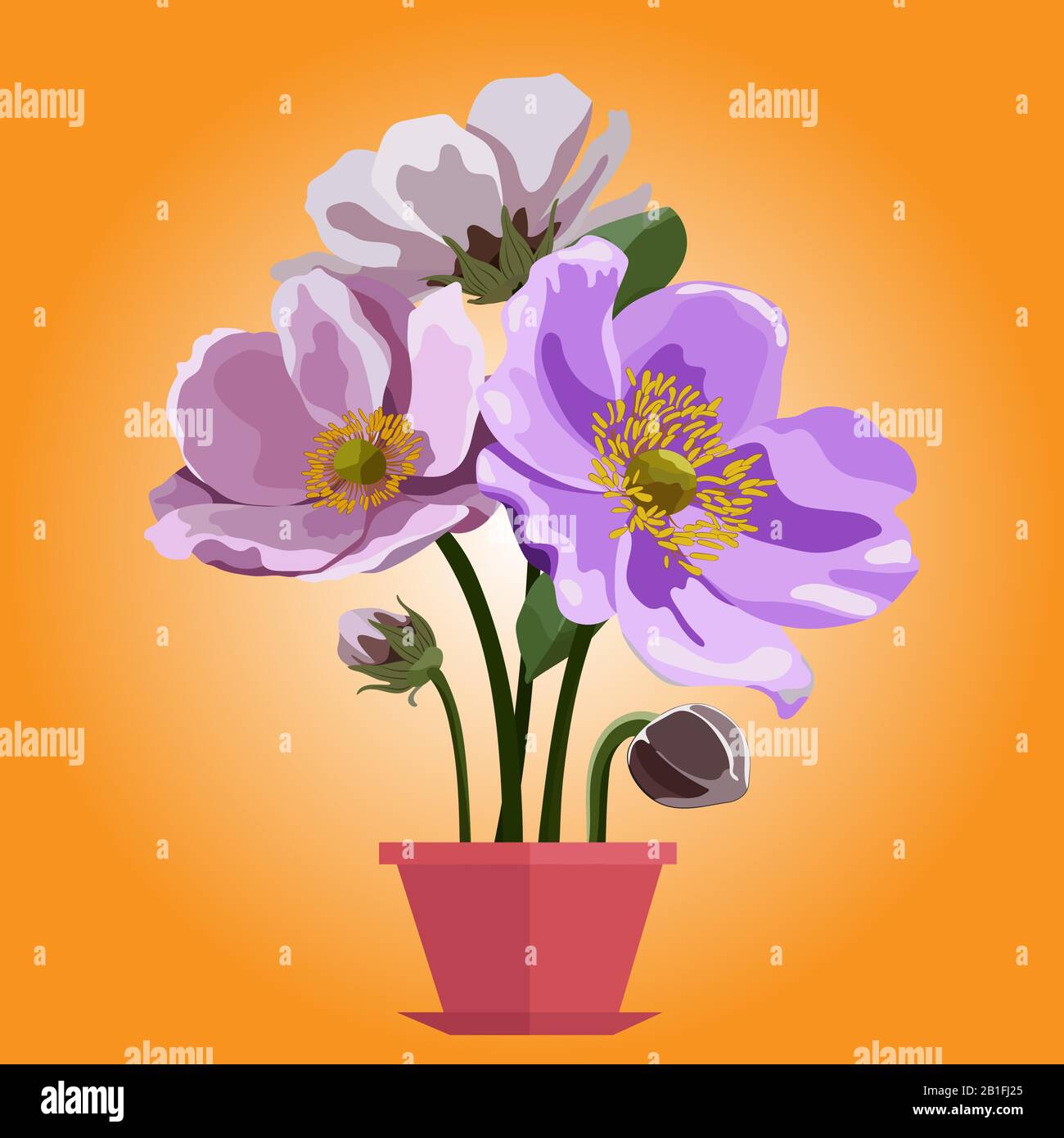 beautiful flower and pot illustration art design Stock Vector Image ...