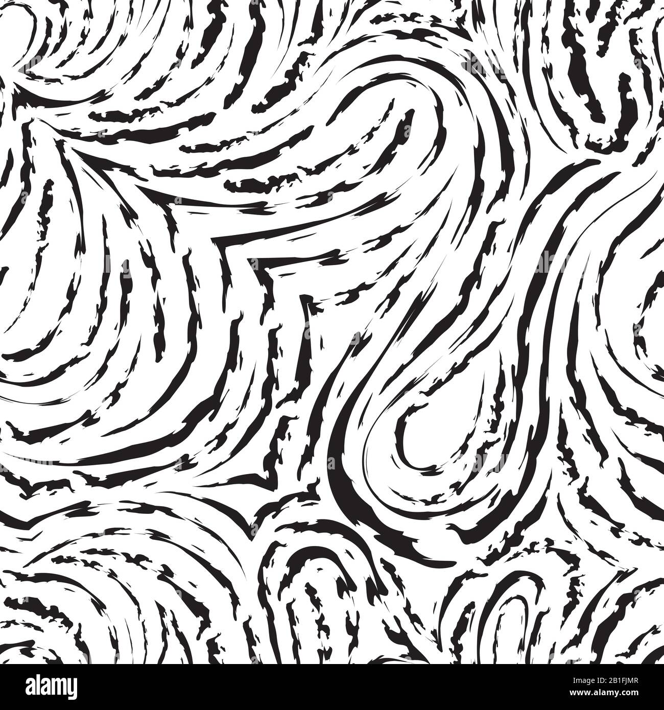 Seamless vector pattern of smooth and broken lines in the form of loops and arcs. Black texture for decoration of fabrics or wrapping paper. Papillary Stock Vector