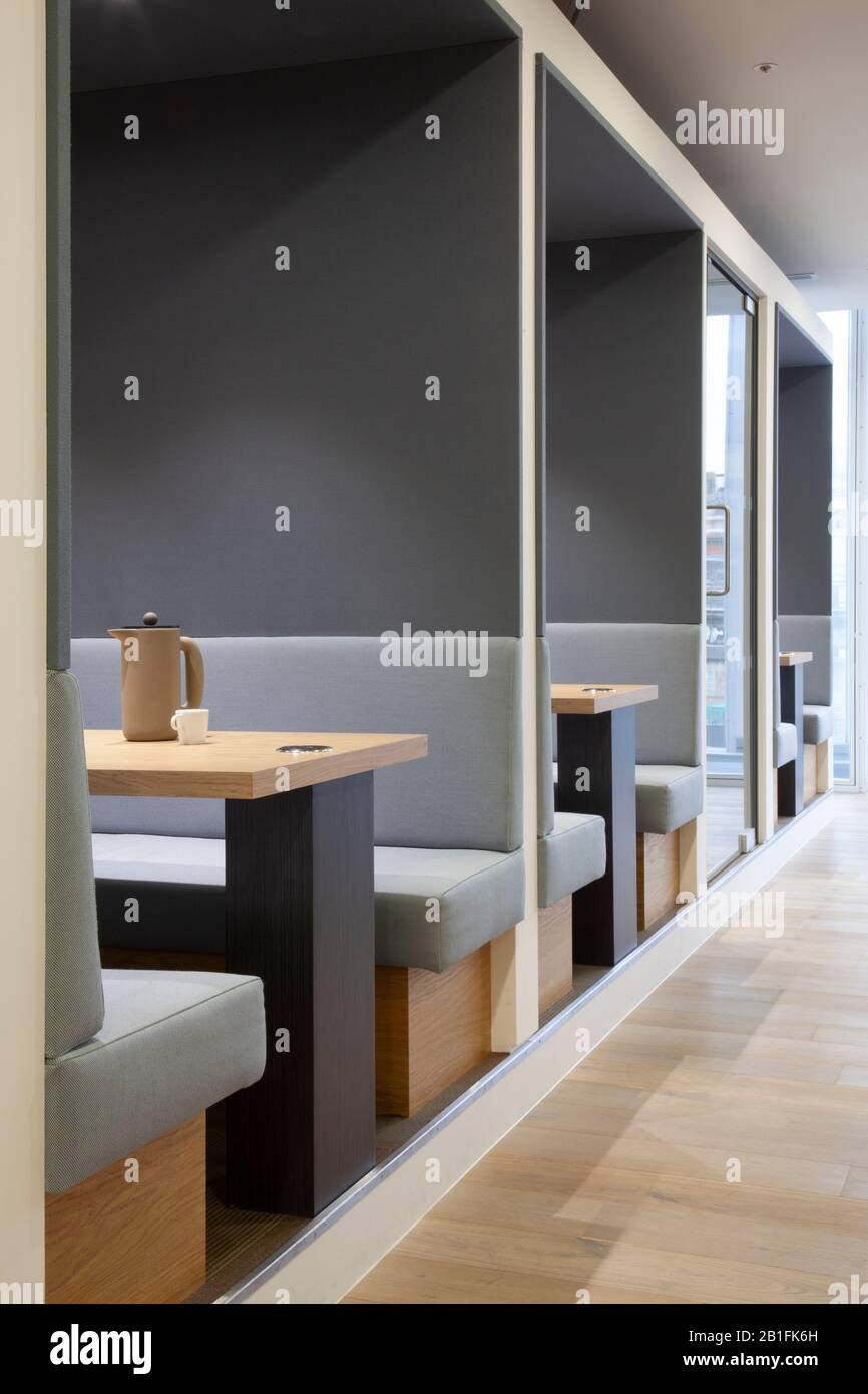 eating booth in office canteen Stock Photo