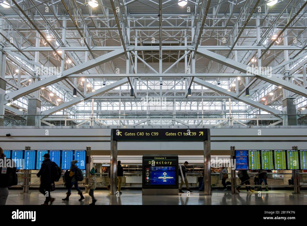 Denver, FEB 12: Interior view of the Denver International Airport on FEB 12, 2020 at Denver, Colorado Stock Photo