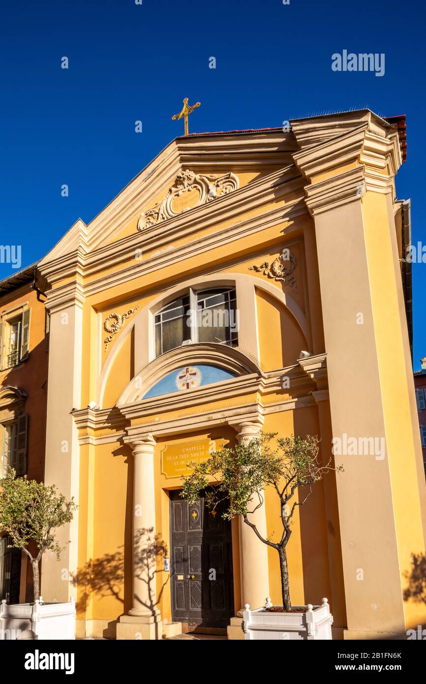 Chapel of the Very Holy Trinity and the Holy Shroud of Nice, Nice, South of France, Stock Photo