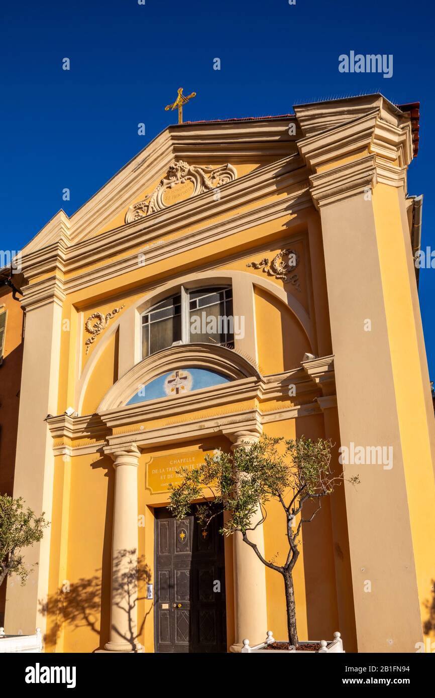 Chapel of the Very Holy Trinity and the Holy Shroud of Nice, Nice, South of France, Stock Photo