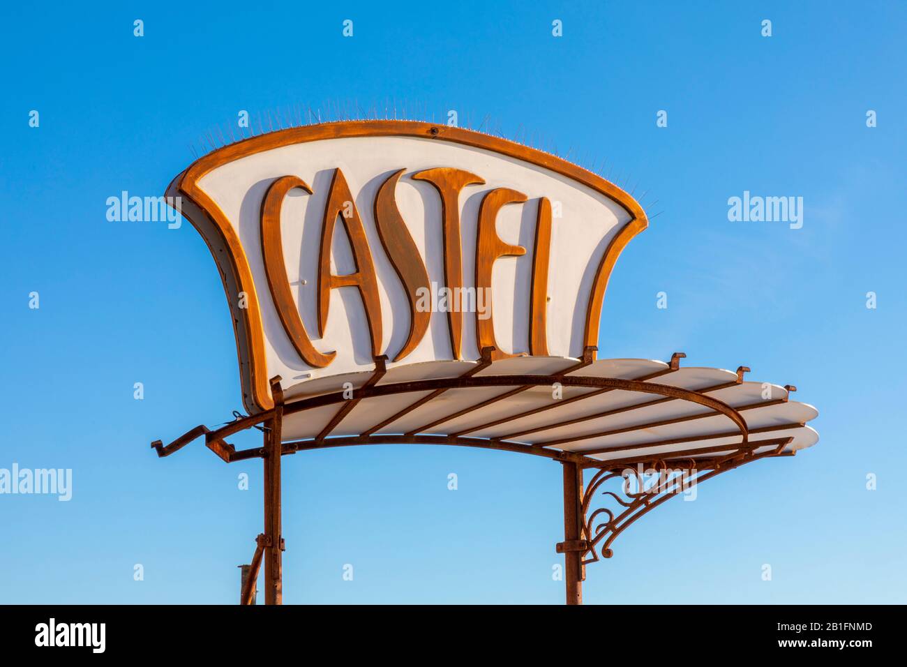 Castel Beach Signage, Nice, South of France, Stock Photo