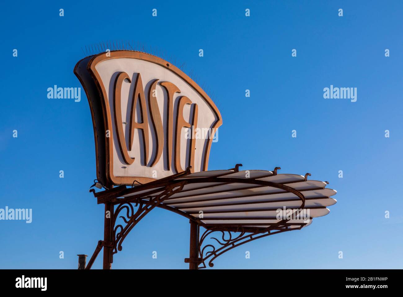 Castel Beach Signage, Nice, South of France, Stock Photo