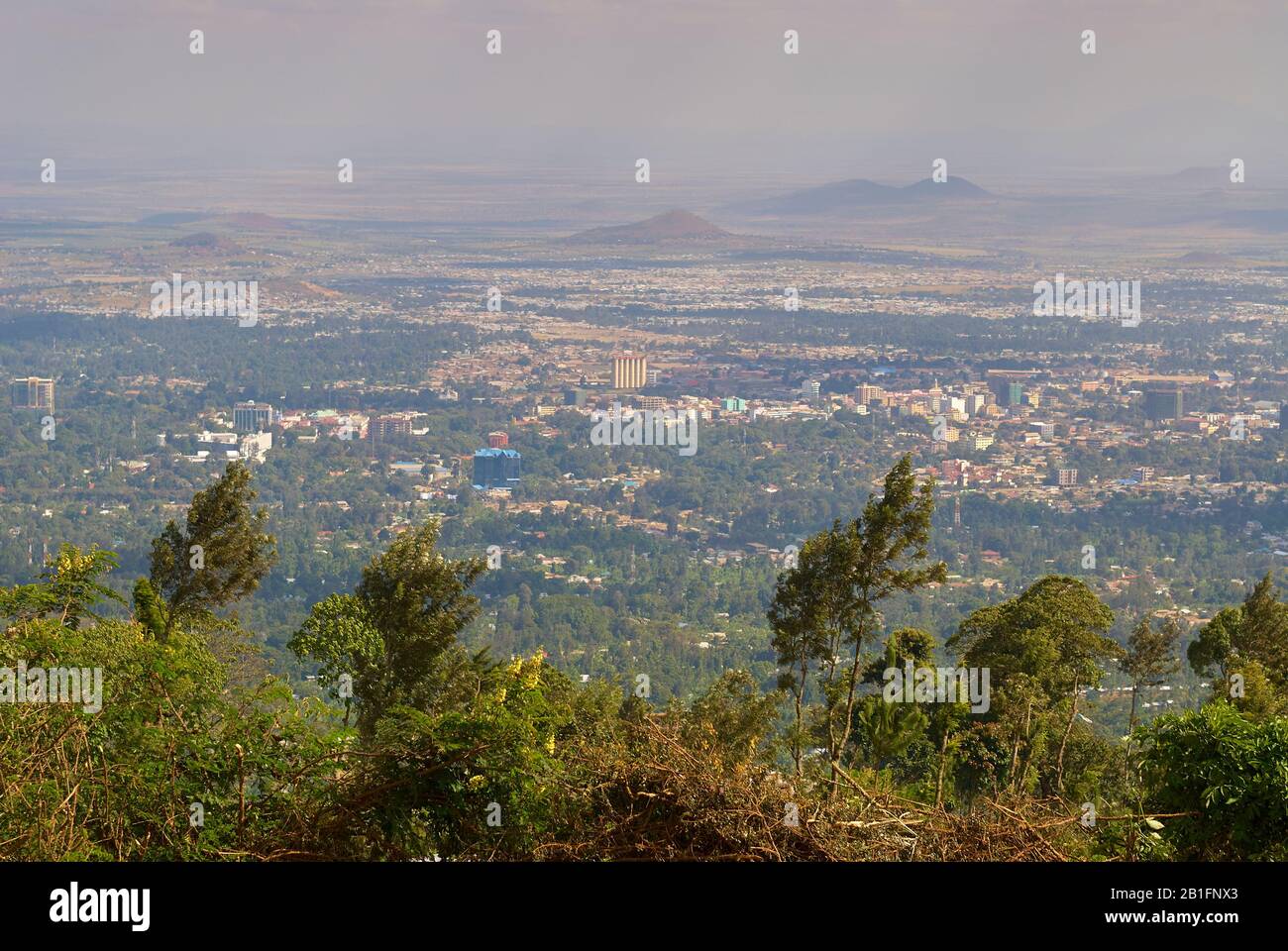 View of Arusha city from Oldoinyo Sapu village, Mt Meru Stock Photo