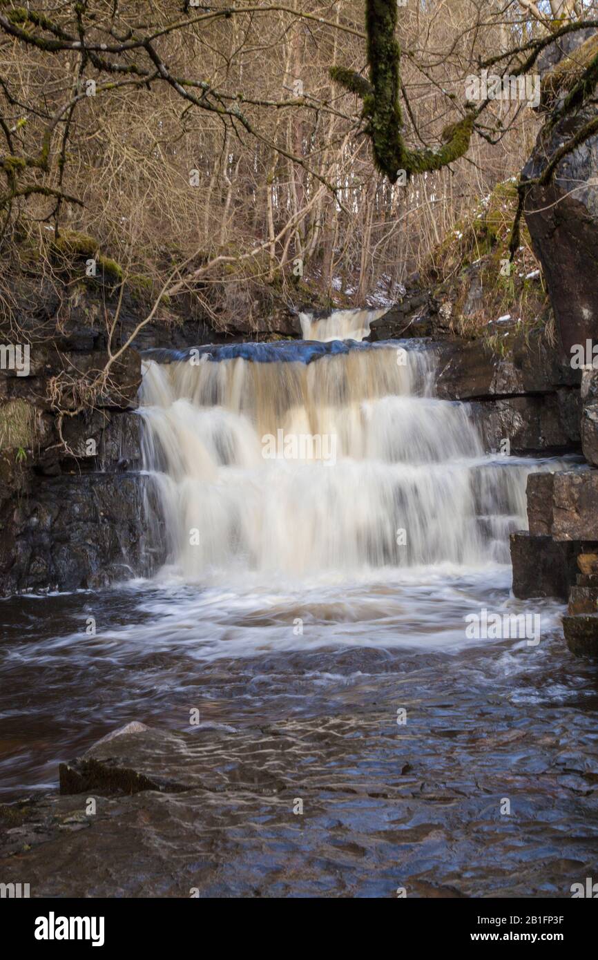 The Summerhill Force waterfalls at Bowlees in Teesdale,England,UK Stock
