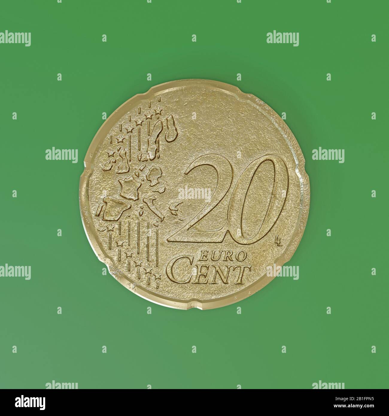 euro coin isolated on green background 3d illustration Stock Photo - Alamy