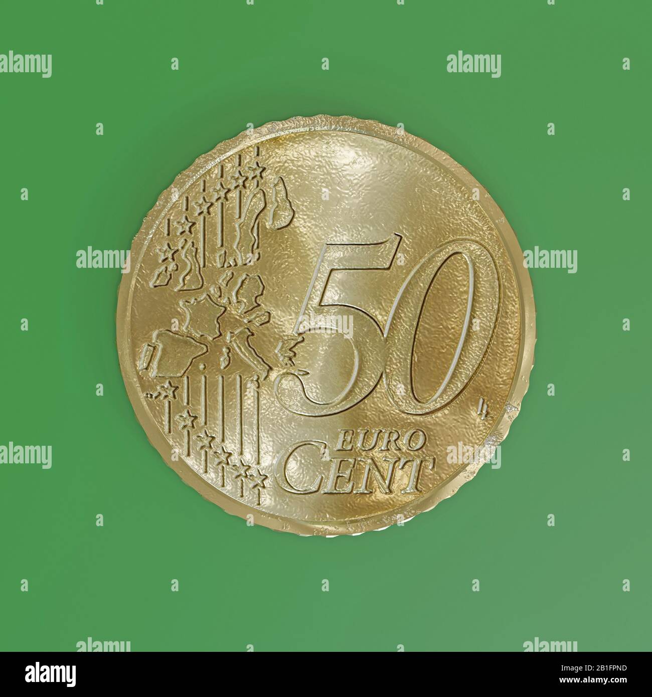 euro coin isolated on green background 3d illustration Stock Photo - Alamy