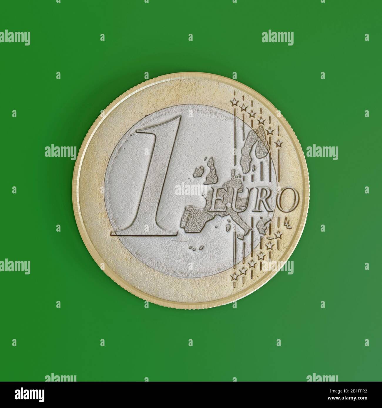 euro coin isolated on green background 3d illustration Stock Photo - Alamy