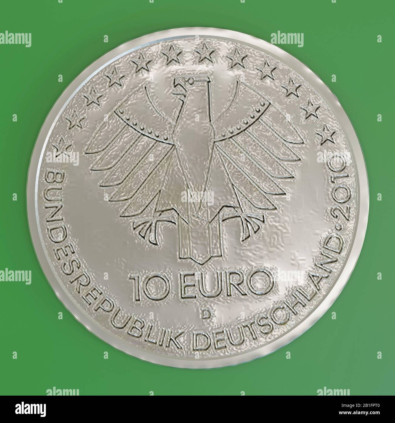 euro coin isolated on green background 3d illustration Stock Photo - Alamy