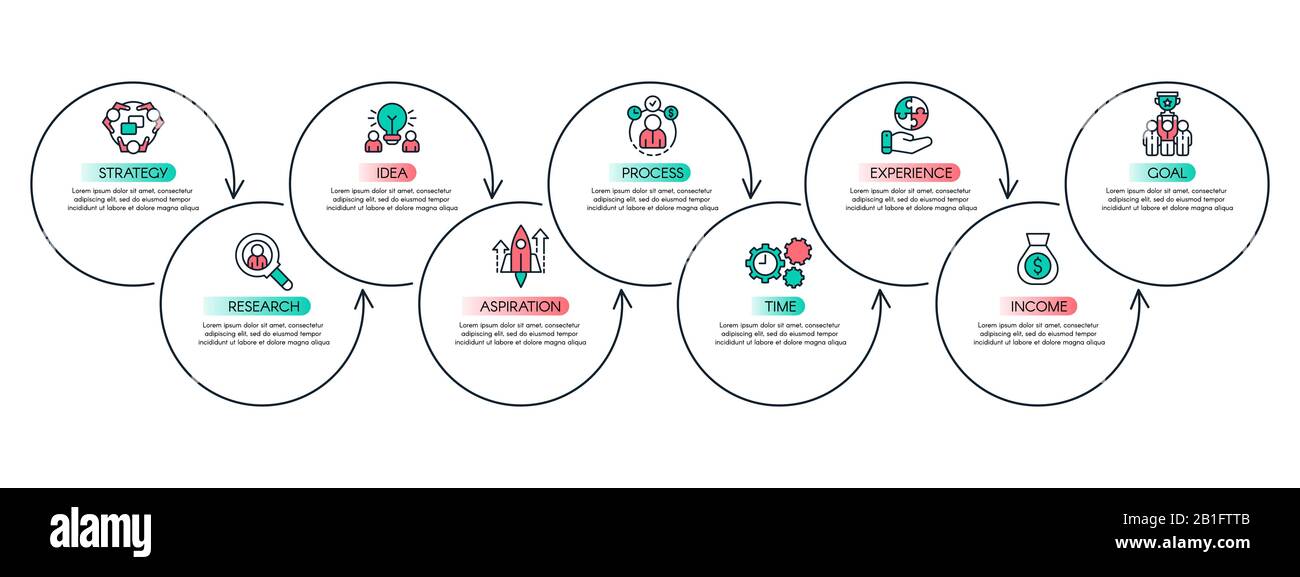 Workflow steps chart. Productivity graph, business process steps and infographic flow chart layout vector concept Stock Vector