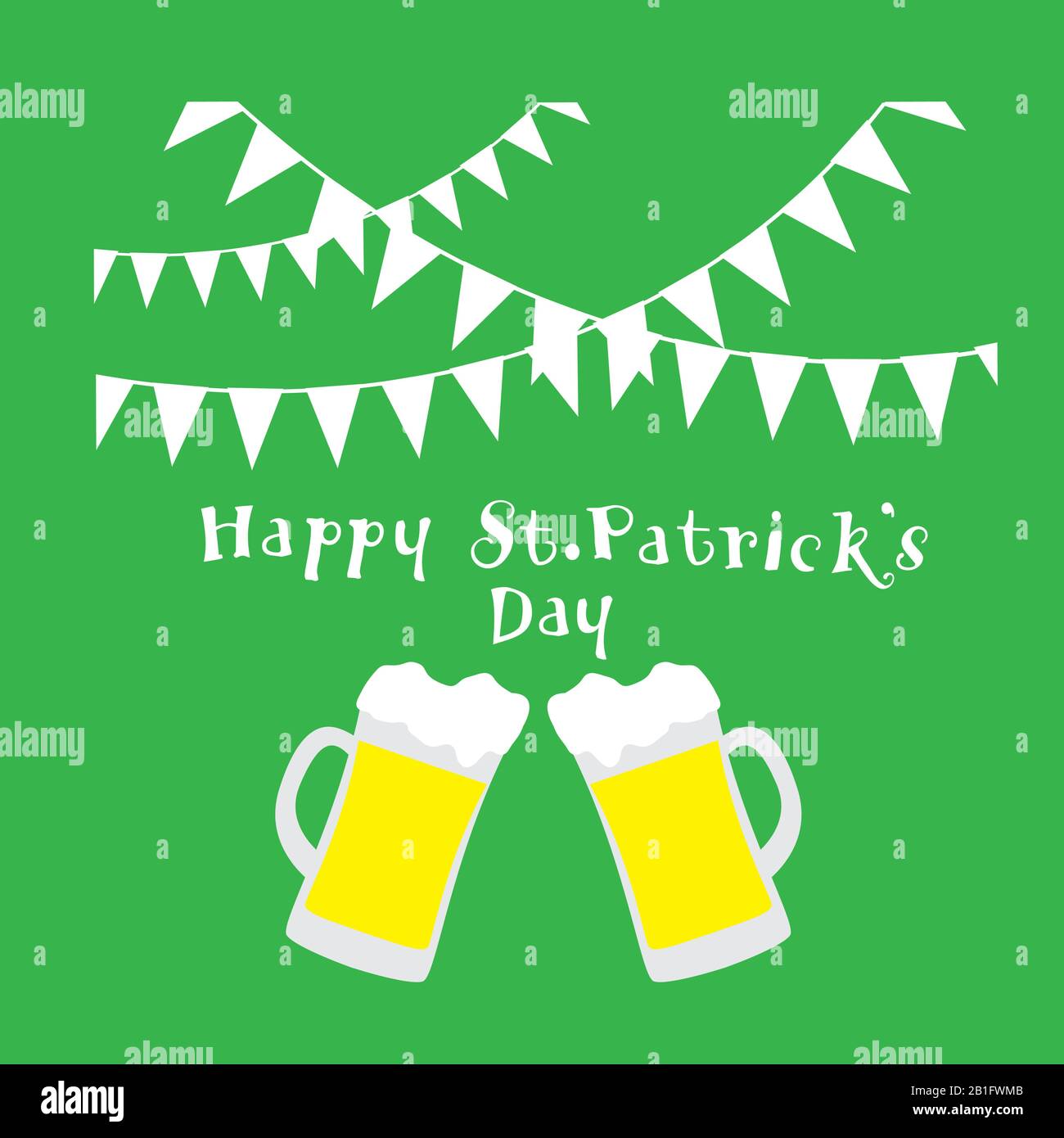 vector illustration of St. Patrick's Day background with beer and bunting . Happy st. Patrick's Day. Stock Vector