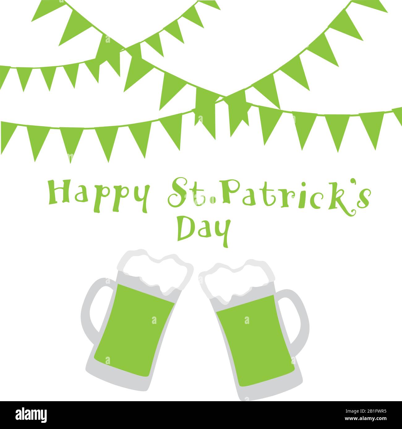 vector illustration of St. Patrick's Day background with beer and bunting. Happy st. Patrick's Day. Stock Vector