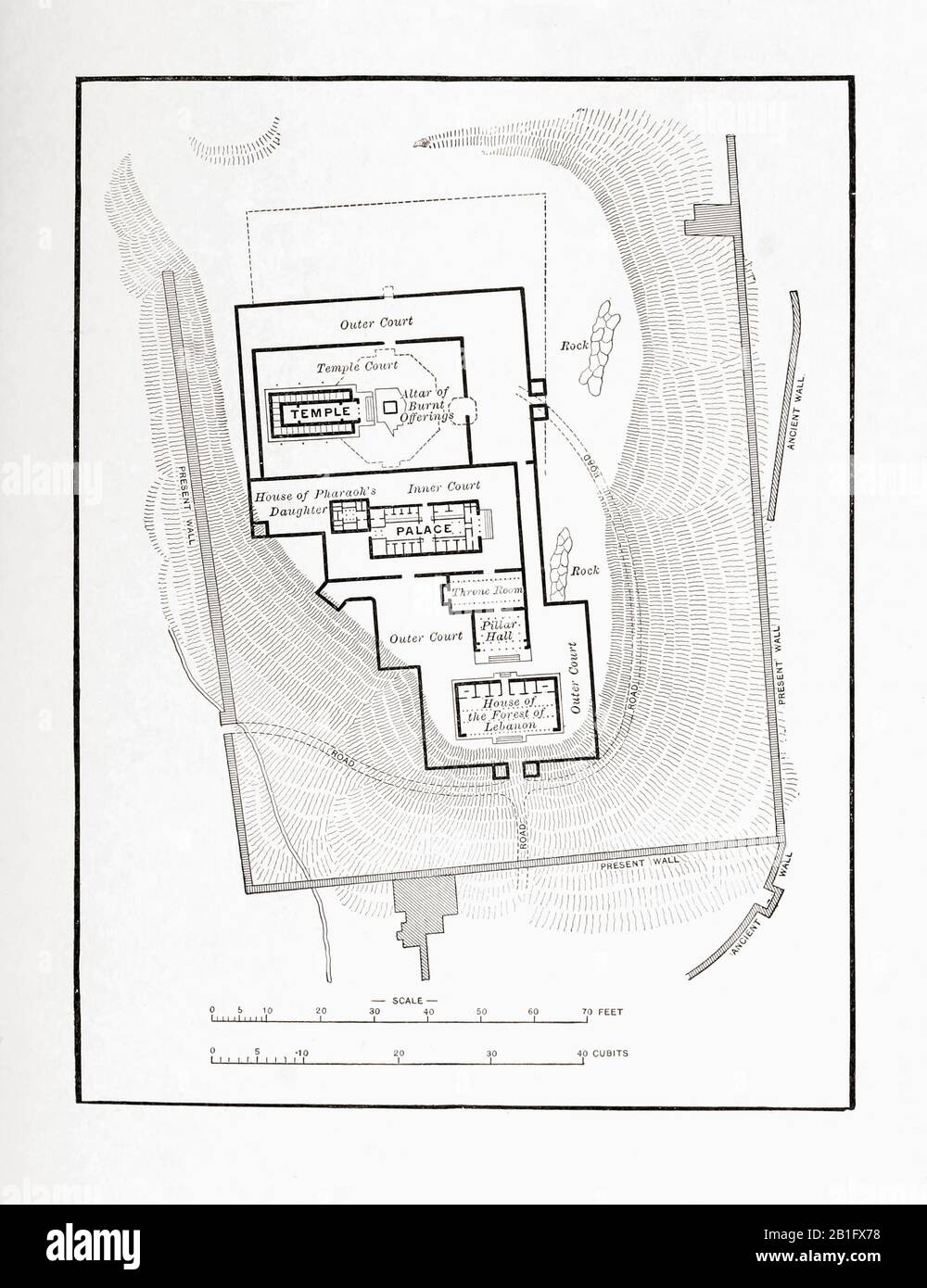 Plan of Solomon’s Temple and palaces. Based on a 19th century ...