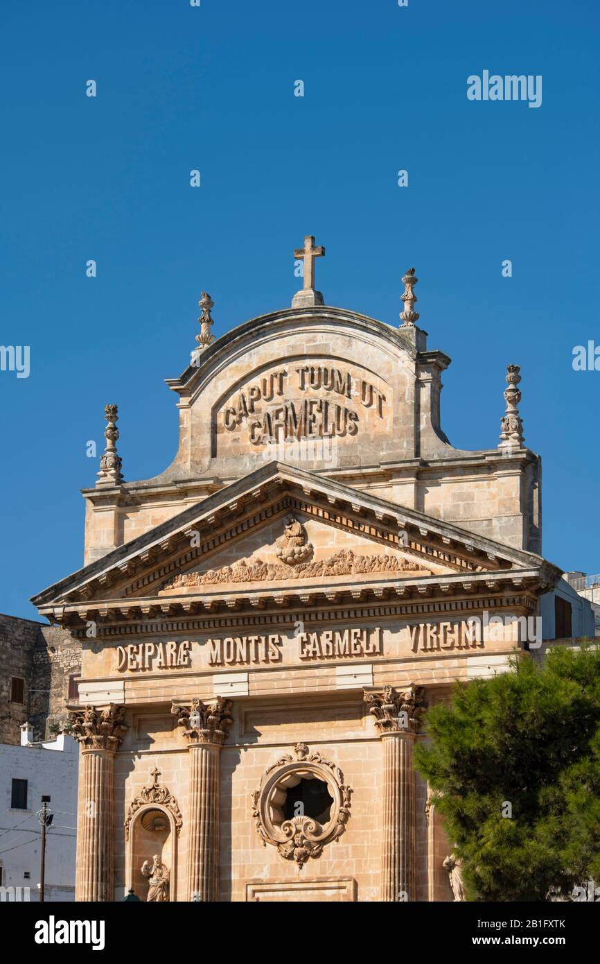 Carmine Church, a neo classical building in Ostuni, Puglia, Italy, Europe Stock Photo