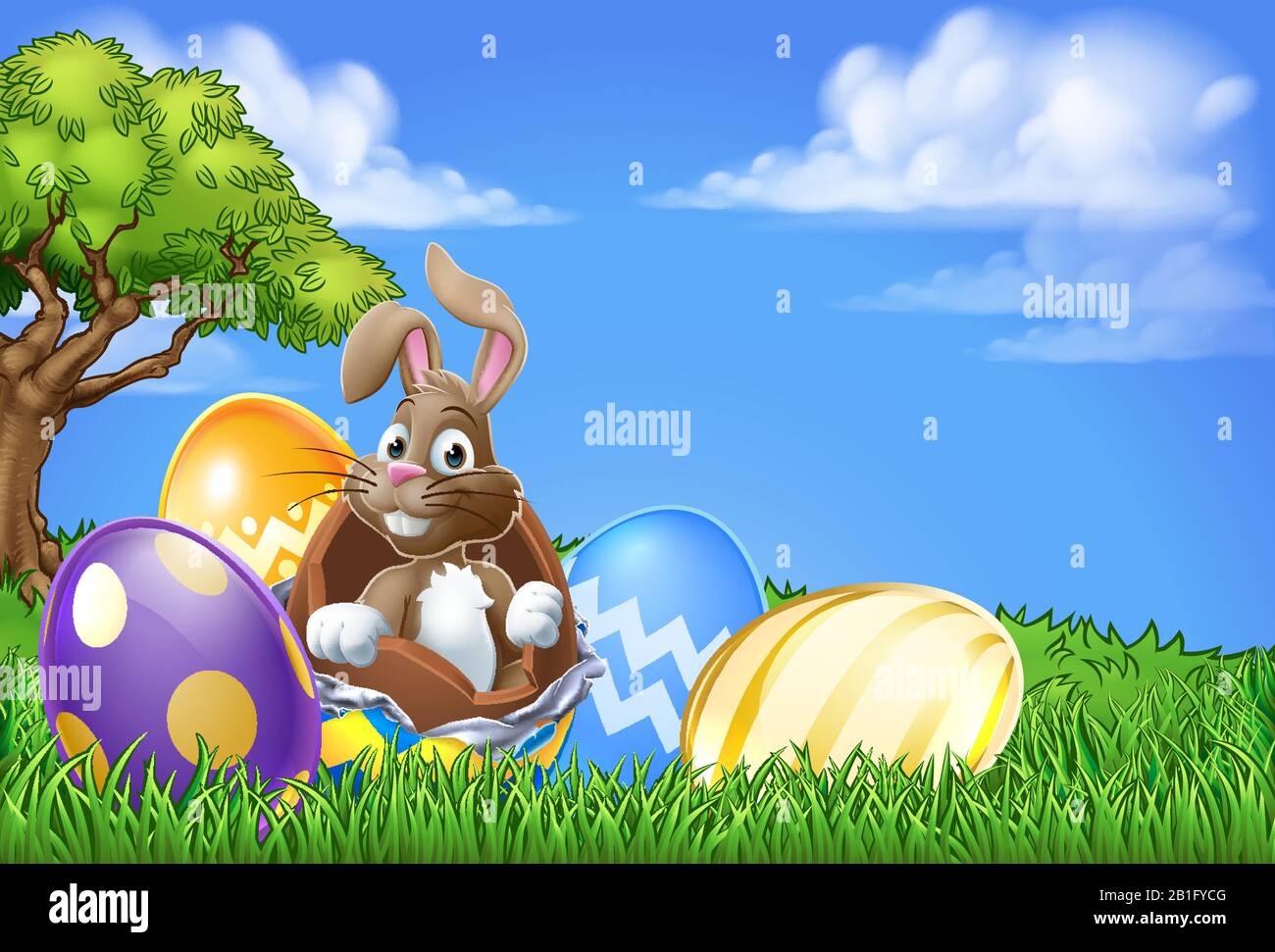 Easter Bunny Rabbit Breaking Out of Egg Cartoon Stock Vector