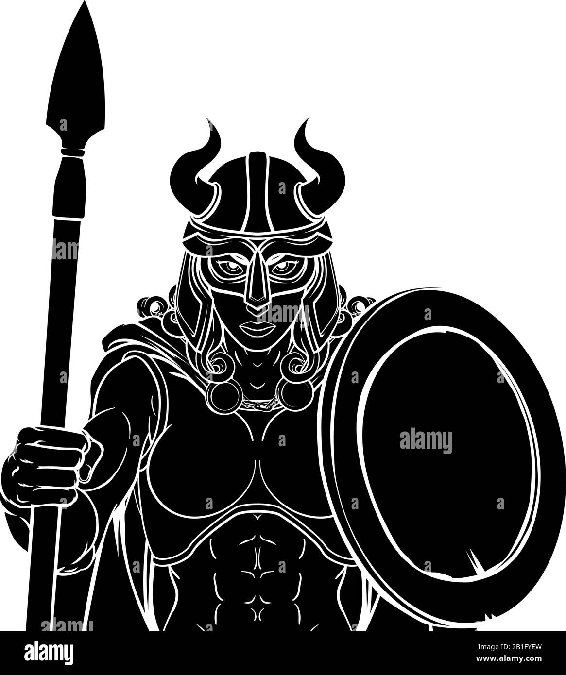 Viking Female Gladiator Warrior Woman Team Mascot Stock Vector